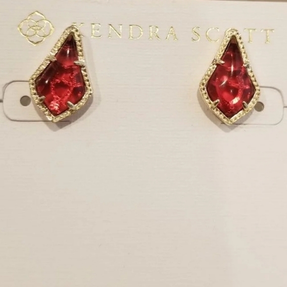 Custom Kendra Scott Stud Earrings Berry Red Gold - Picture 3 of 13